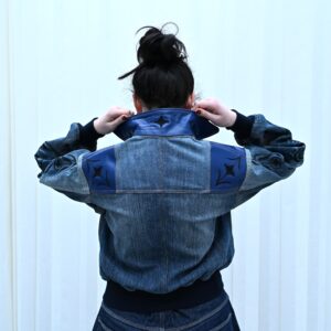 BLOUSON BRODEE DENIM BRUT ET DELAVE